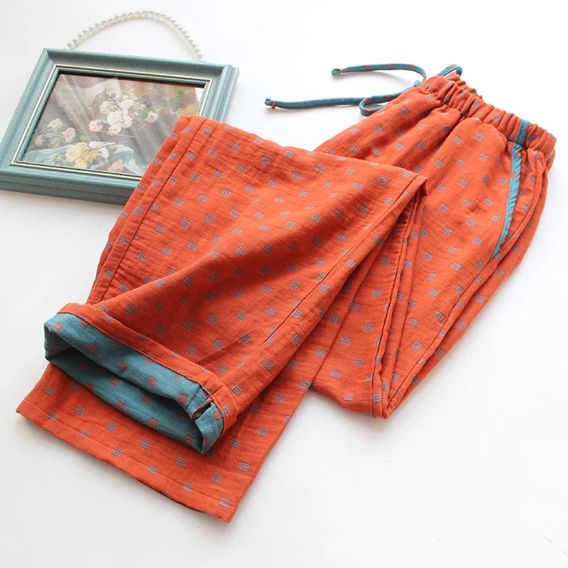 High Quali Pure Cotton Twill Casual Spwear Pants Home Clothes for Men Spring Summer Autumn Lightweight Long Trousers