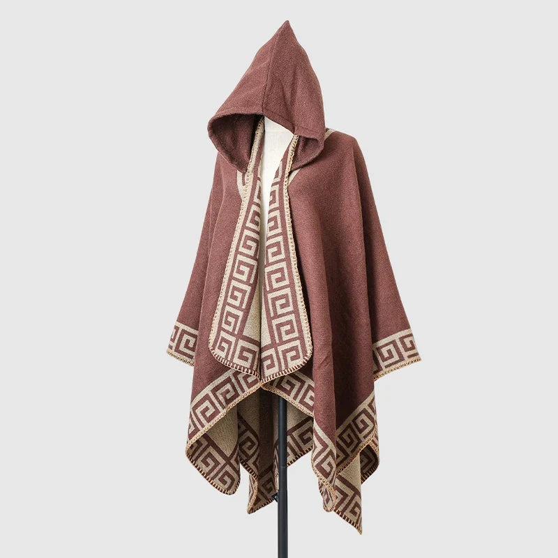 New Fine Ladies' Shawl Scarf with Geometric Pattern Borders Hooded Wrap Shawl Autumn Winter outdoor Travel Stylish Women