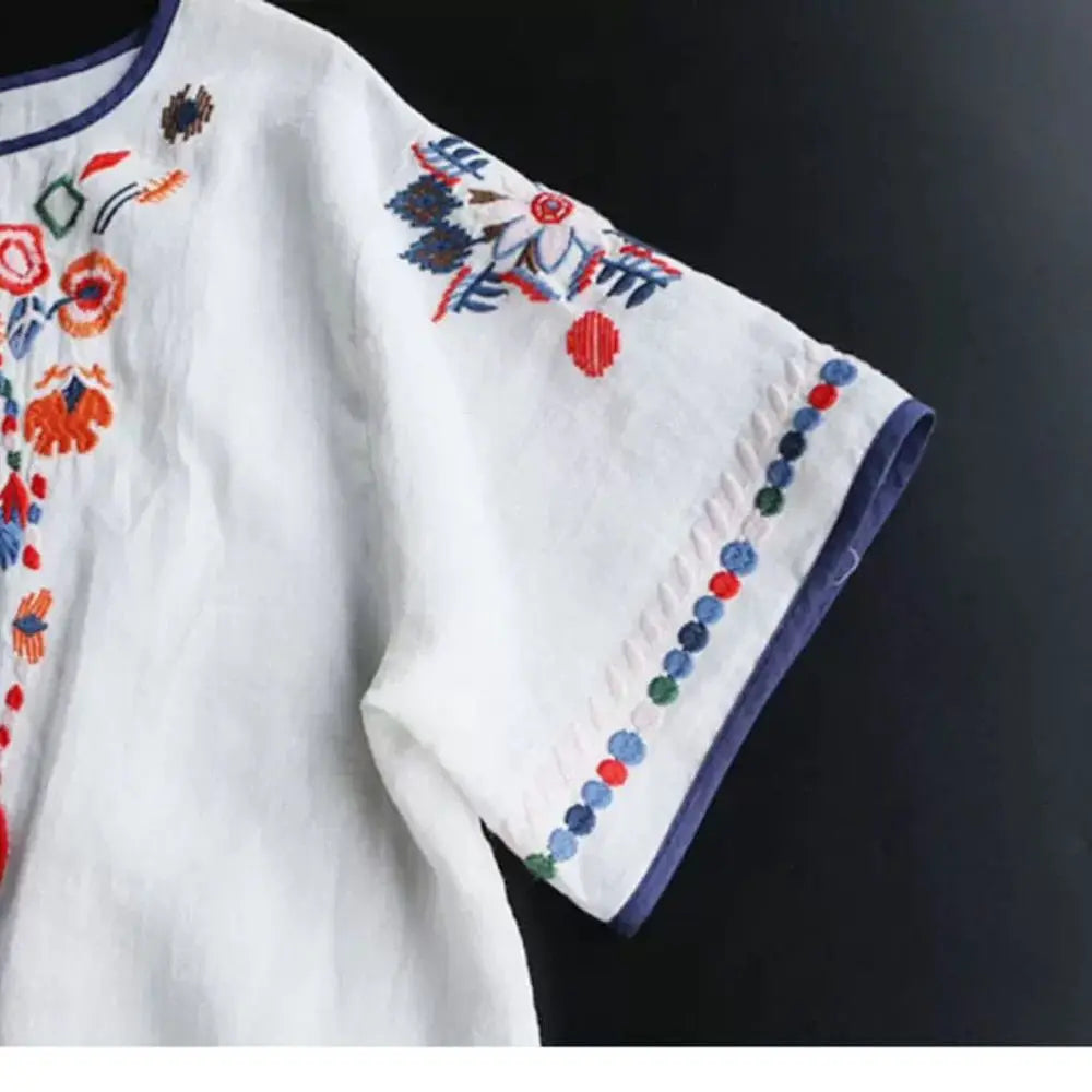 Embroidery Cotton Women Shirt Summer & Spring Blouse Tops Clothes for Women Clothing - emogogo