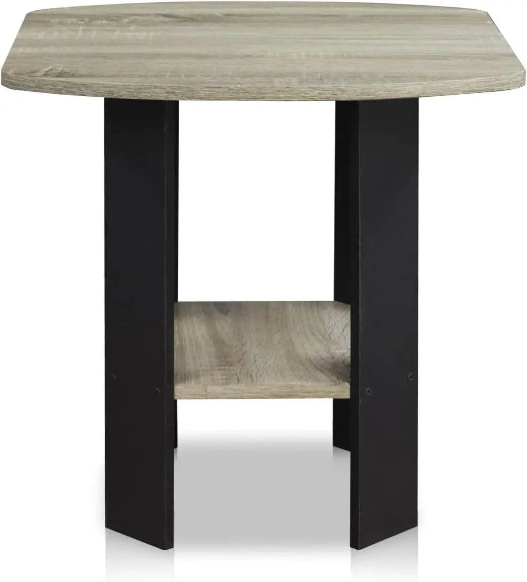 Simple Design End Table, 2-Pa, French Oak Grey/Bla