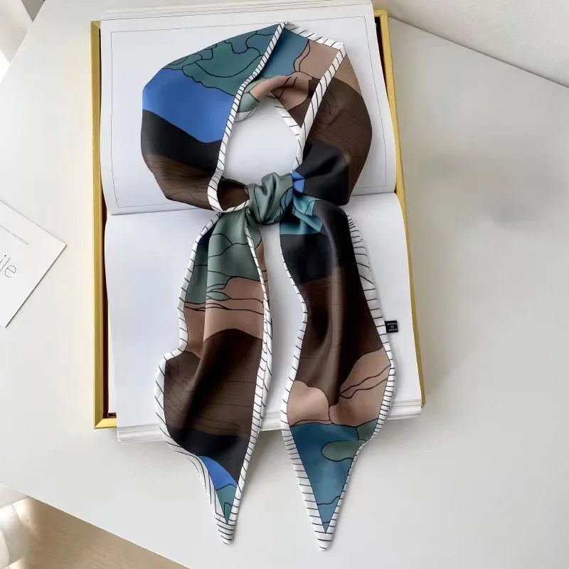 New Long Silk Scarf Women Luxury Paisley Print Headband Soft Satin Scarves Hands Bag Ribbon Foulard Hijab Neckerchief Headband