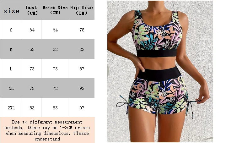 Women's Two-piece Leaf Print High Waisted Bikini Set