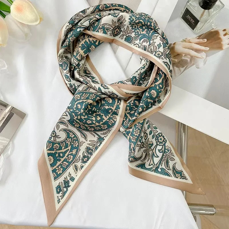 New Long Silk Scarf Women Luxury Paisley Print Headband Soft Satin Scarves Hands Bag Ribbon Foulard Hijab Neckerchief Headband