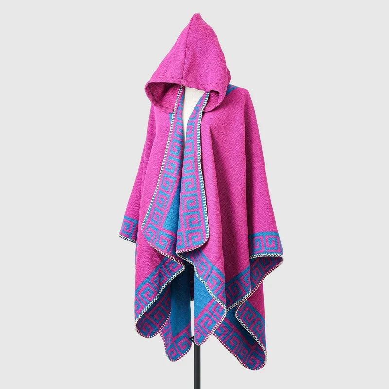 New Fine Ladies' Shawl Scarf with Geometric Pattern Borders Hooded Wrap Shawl Autumn Winter outdoor Travel Stylish Women