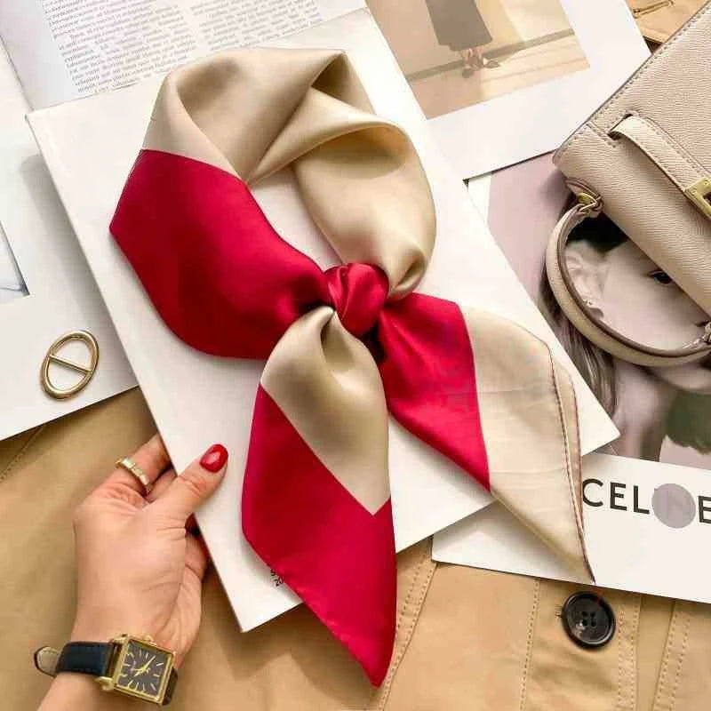 70cm Leopard Print Silk Square Scarf for Women Satin Shawl Fashion Wraps Neckerchief Female Hair Bands Ribbon Headband Bandana