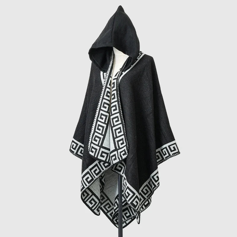 New Fine Ladies' Shawl Scarf with Geometric Pattern Borders Hooded Wrap Shawl Autumn Winter outdoor Travel Stylish Women