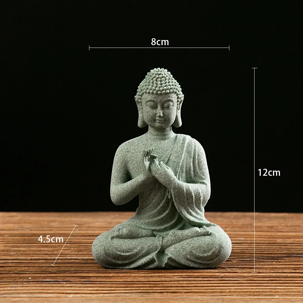 Garden Buddha Stone Statue Mini Buddhist Monks Buddha Sculpture Ornaments Household Craft Ornament for Office Garden Decor