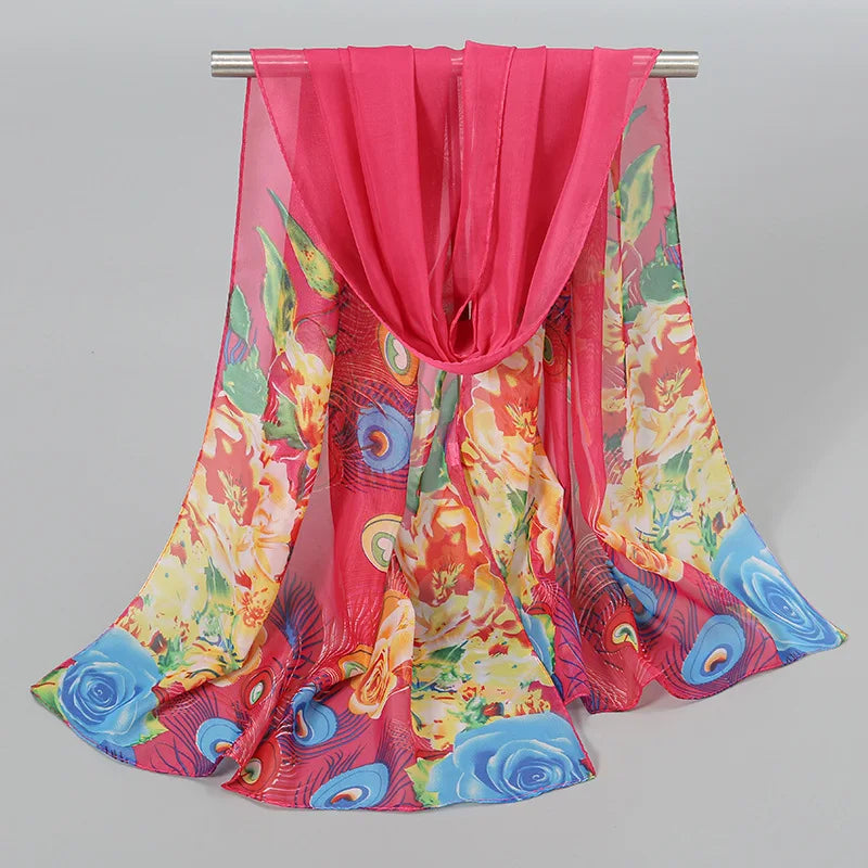 Ethnic New Chiffon Scarf For Women Summer Print Thin Sunscreen Scarves Soft Shawl Foulard Viscose Autumn Female Wrap Shawls