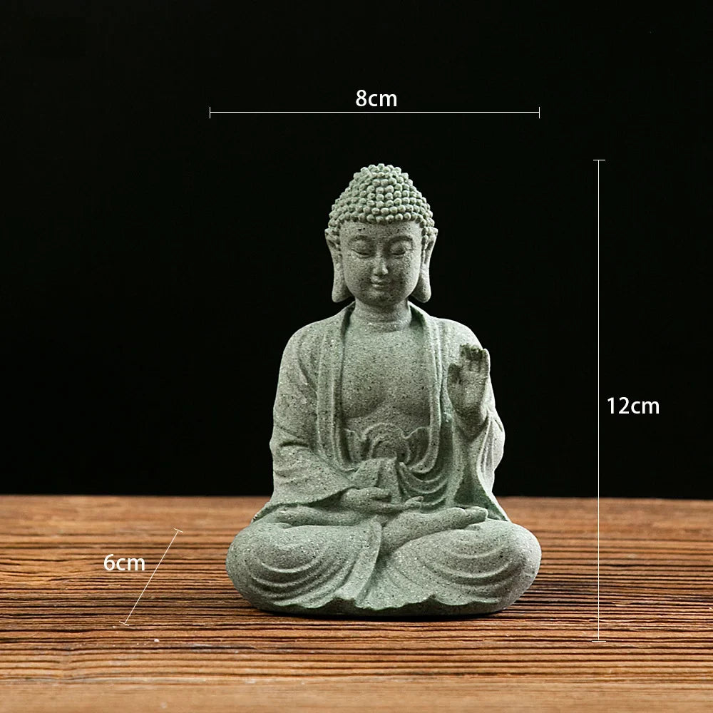 Garden Buddha Stone Statue Mini Buddhist Monks Buddha Sculpture Ornaments Household Craft Ornament for Office Garden Decor