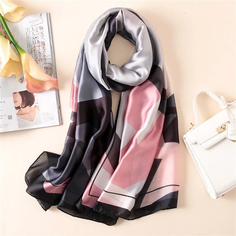 Green Peacock Feather Hijab Summer Beach Pareo Silk Scarf Women Luxury Bandana Soft Long Foulard Femme Designer Bufandas Mujer