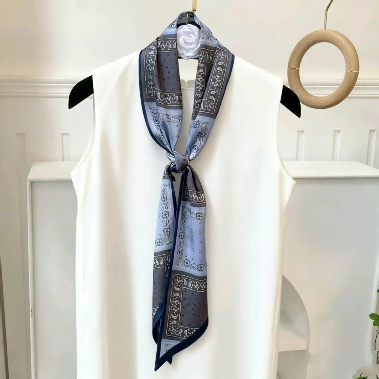 New Long Silk Scarf Women Luxury Paisley Print Headband Soft Satin Scarves Hands Bag Ribbon Foulard Hijab Neckerchief Headband