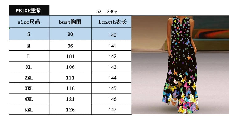 2024 New Summer Women's Sleeveless V-neck Printed Sexy Long Dress for Cross Border Trade in Europe and America