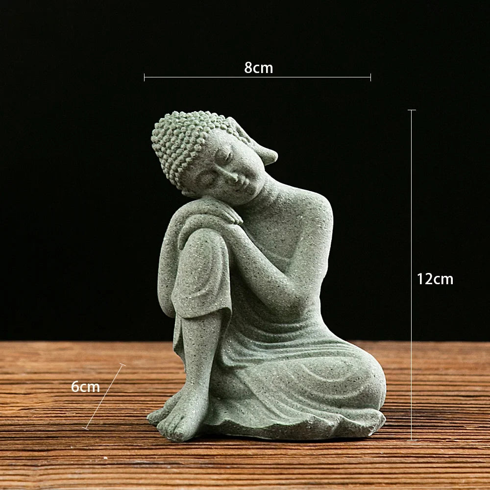 Garden Buddha Stone Statue Mini Buddhist Monks Buddha Sculpture Ornaments Household Craft Ornament for Office Garden Decor