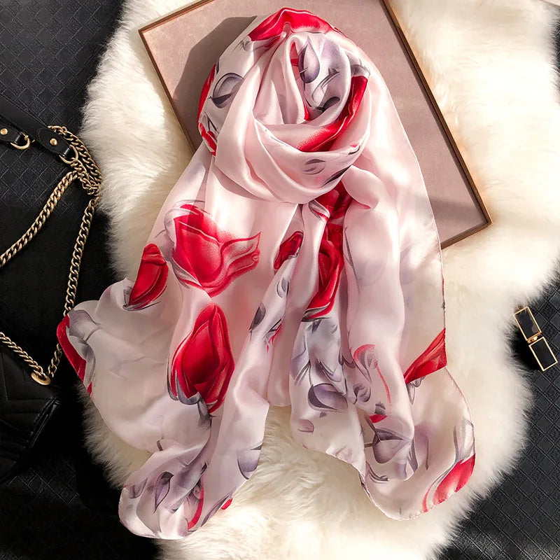 Green Peacock Feather Hijab Summer Beach Pareo Silk Scarf Women Luxury Bandana Soft Long Foulard Femme Designer Bufandas Mujer