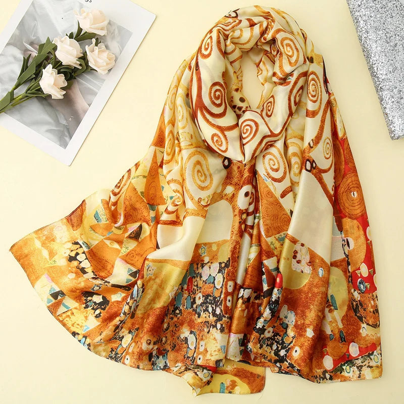 Green Peacock Feather Hijab Summer Beach Pareo Silk Scarf Women Luxury Bandana Soft Long Foulard Femme Designer Bufandas Mujer