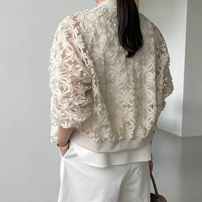 3d Embroidery Outerwears Korean Loose Ropa Mujer Long Sleeve Jacket Trendy Chaquetas Spring Summer Sun Protection Women Jackets