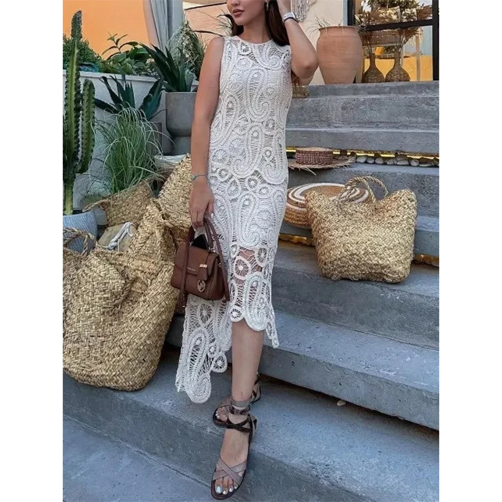 Knitted Irregular Top & Skirts Set Woman 2025 Summer New Sexy Sleeveless Tank Top High Waist Skirts Elegant Chic Outfit