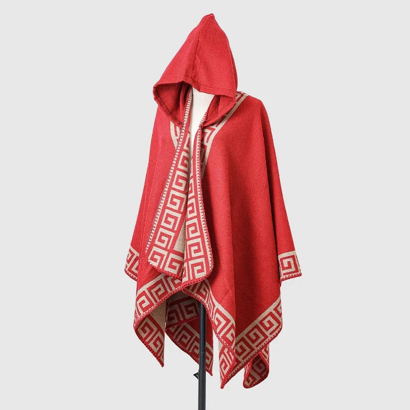 New Fine Ladies' Shawl Scarf with Geometric Pattern Borders Hooded Wrap Shawl Autumn Winter outdoor Travel Stylish Women