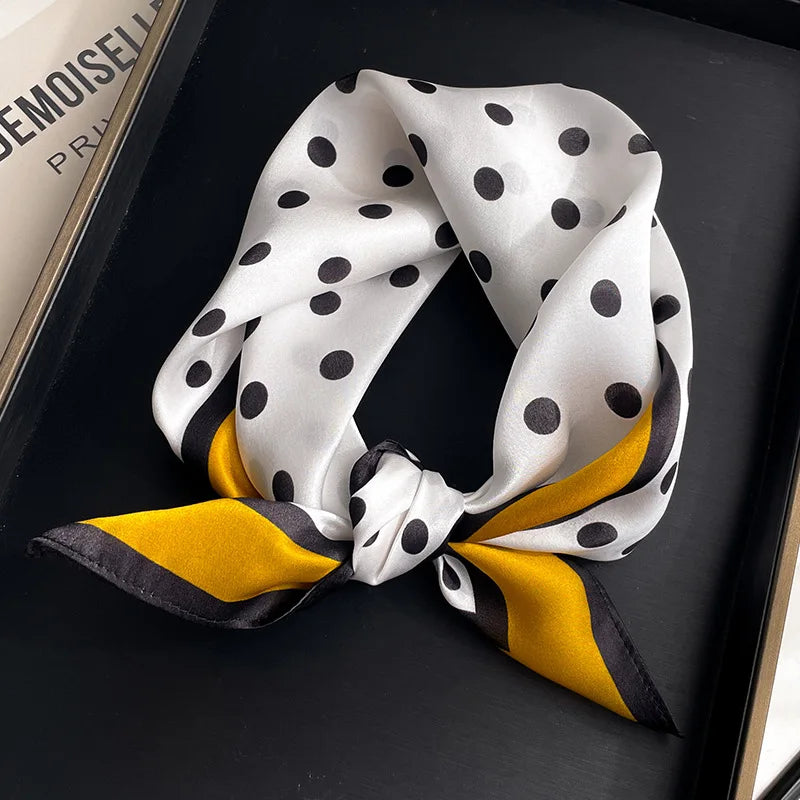 2025 New 100% Pure Silk Scarf Women Neck Hair Foulard Bandana Square Small Headband Hijab Print Poncho Scarves Pashmina