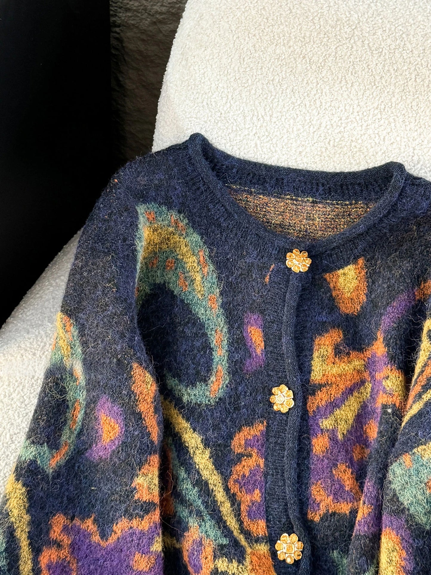 Autumn Retro Sweater Cardigan Women Korean Fashion Thick Metal Embroidery Knitted Gentle Vintage Clothes