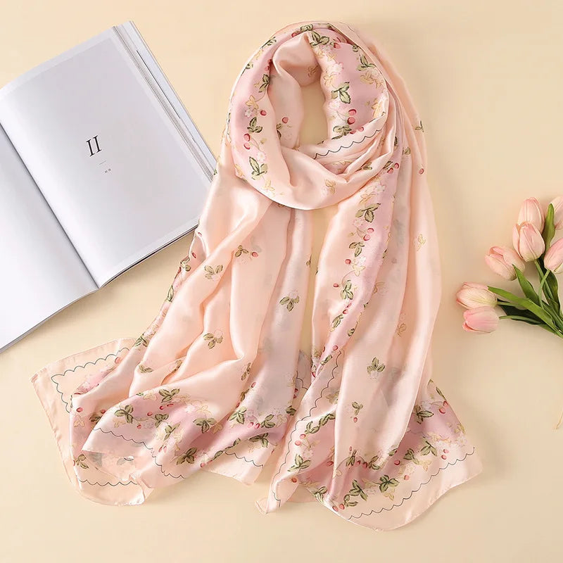 Green Peacock Feather Hijab Summer Beach Pareo Silk Scarf Women Luxury Bandana Soft Long Foulard Femme Designer Bufandas Mujer