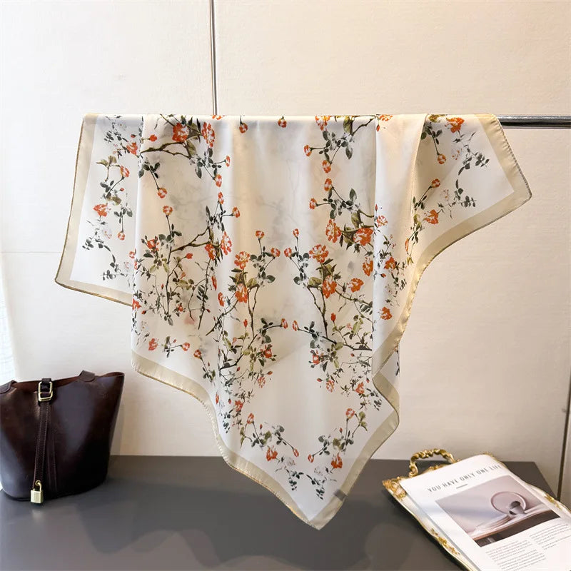 Luxury New Printed Scarves Women's Silk Scarf Spring and Summer Floral Decorations Small Neckties Hairbands Bags Wholesale