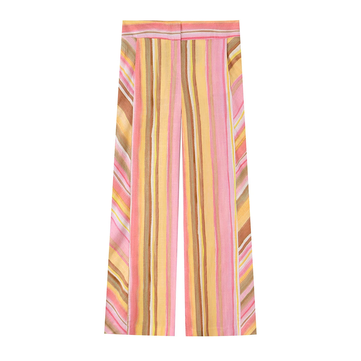 New Women Pant Sweet Striped Straight Colorful Multicolor Wide Leg Long Pants Casual Fashion Streetwear Ladies Outfit