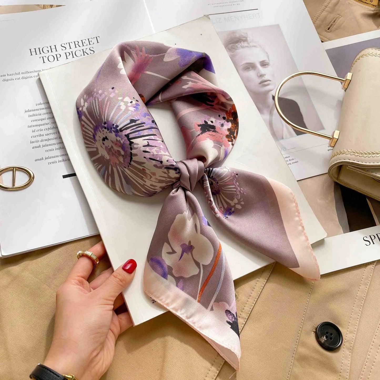 70cm Leopard Print Silk Square Scarf for Women Satin Shawl Fashion Wraps Neckerchief Female Hair Bands Ribbon Headband Bandana