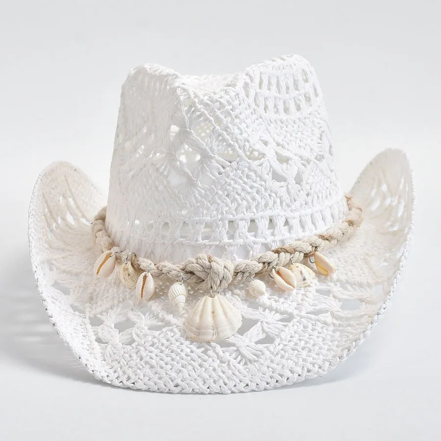 Summer Hand Woven Straw Hat for Women Shell Decoration Holiday Beach Sun Hat Chapeu Panama Feminino