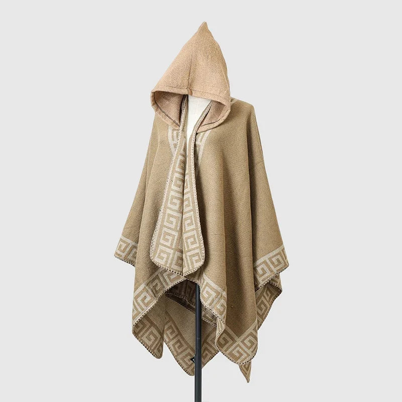 New Fine Ladies' Shawl Scarf with Geometric Pattern Borders Hooded Wrap Shawl Autumn Winter outdoor Travel Stylish Women