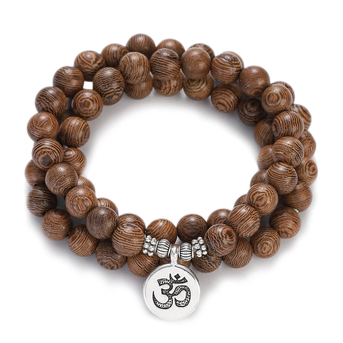 Multilayer Wood Beads Buddha Lotus OM Bracelet Tibetan Buddhist Mala Charm Rosary Bracelet Yoga Wooden For Women Men Jewelry