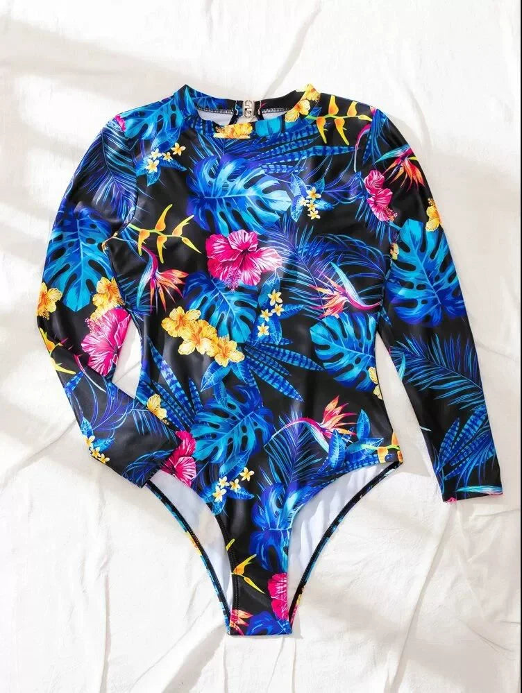 Ladies 2025 One-Piece High Collar Backless Fashionable Swimsuit Long Sleeve Suitable for Summer Beach And Swimming Pool