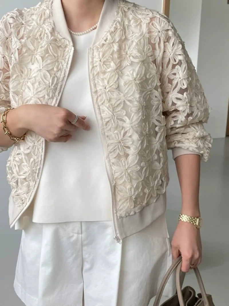 3d Embroidery Outerwears Korean Loose Ropa Mujer Long Sleeve Jacket Trendy Chaquetas Spring Summer Sun Protection Women Jackets