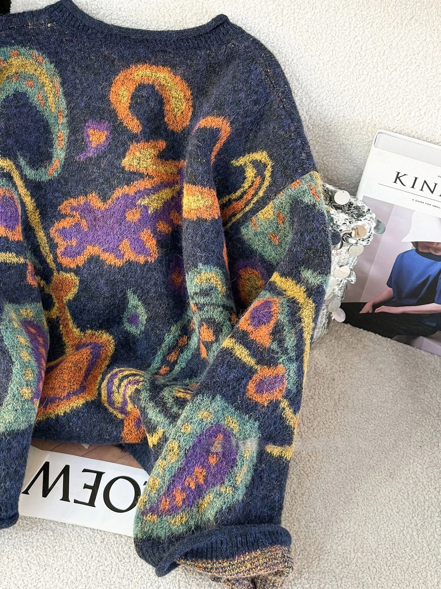 Autumn Retro Sweater Cardigan Women Korean Fashion Thick Metal Embroidery Knitted Gentle Vintage Clothes