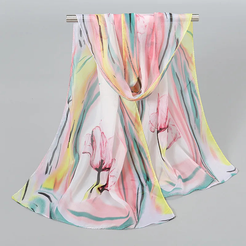 Ethnic New Chiffon Scarf For Women Summer Print Thin Sunscreen Scarves Soft Shawl Foulard Viscose Autumn Female Wrap Shawls