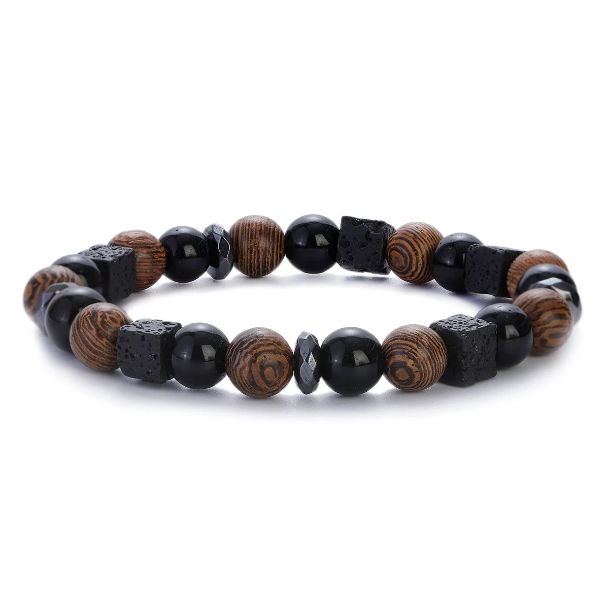 New Classic Natural Wood Beads Bracelets For Women Meditation Prayer Sliver Om Pendant Bracelet Men Wooden Yoga Jewelry