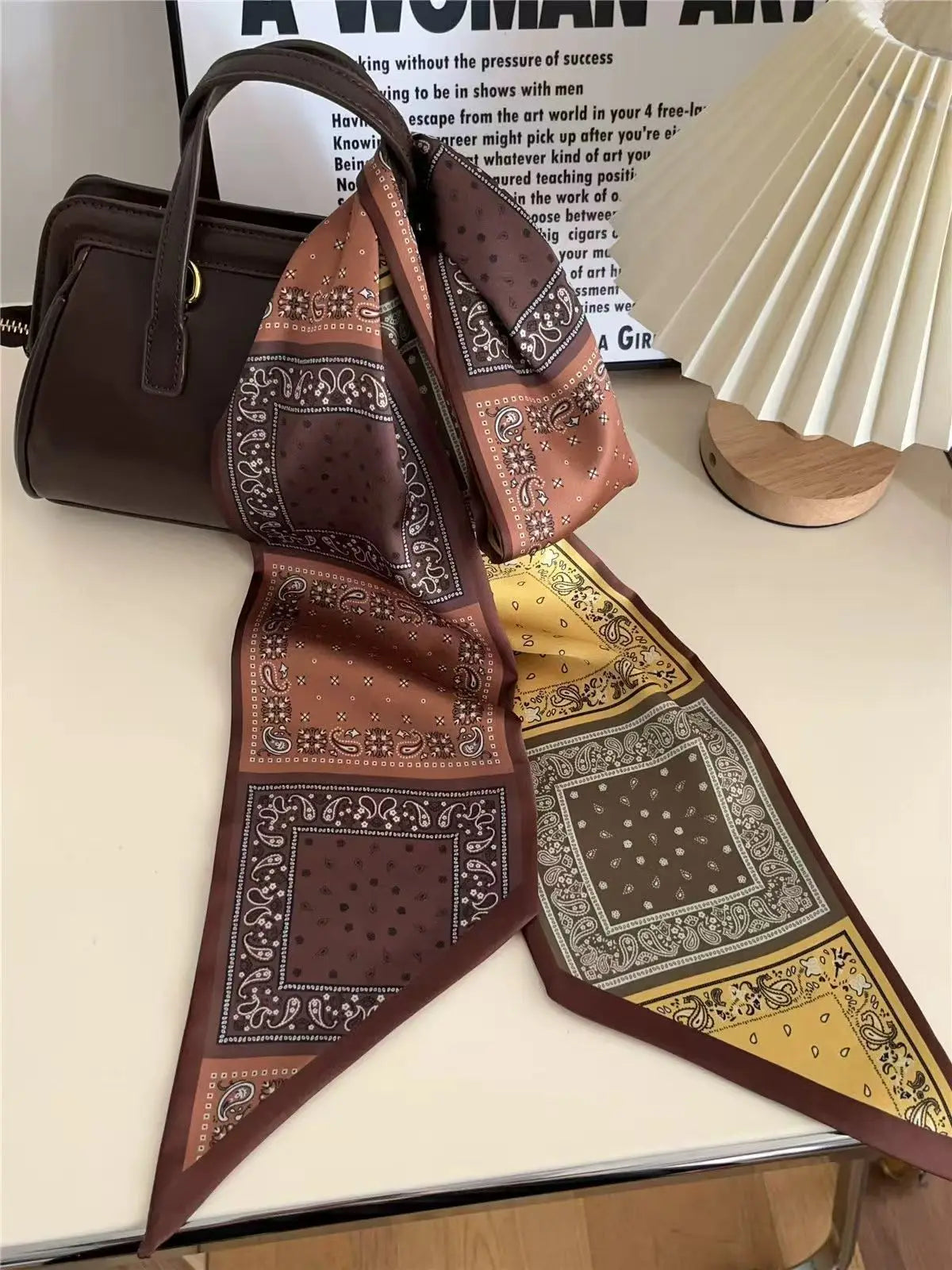 New Long Silk Scarf Women Luxury Paisley Print Headband Soft Satin Scarves Hands Bag Ribbon Foulard Hijab Neckerchief Headband
