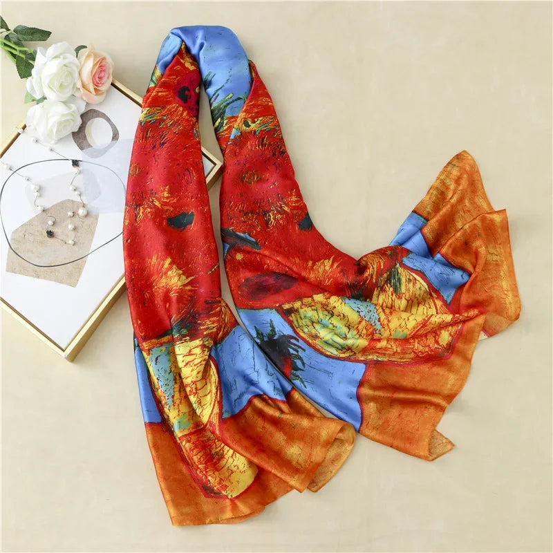 Green Peacock Feather Hijab Summer Beach Pareo Silk Scarf Women Luxury Bandana Soft Long Foulard Femme Designer Bufandas Mujer