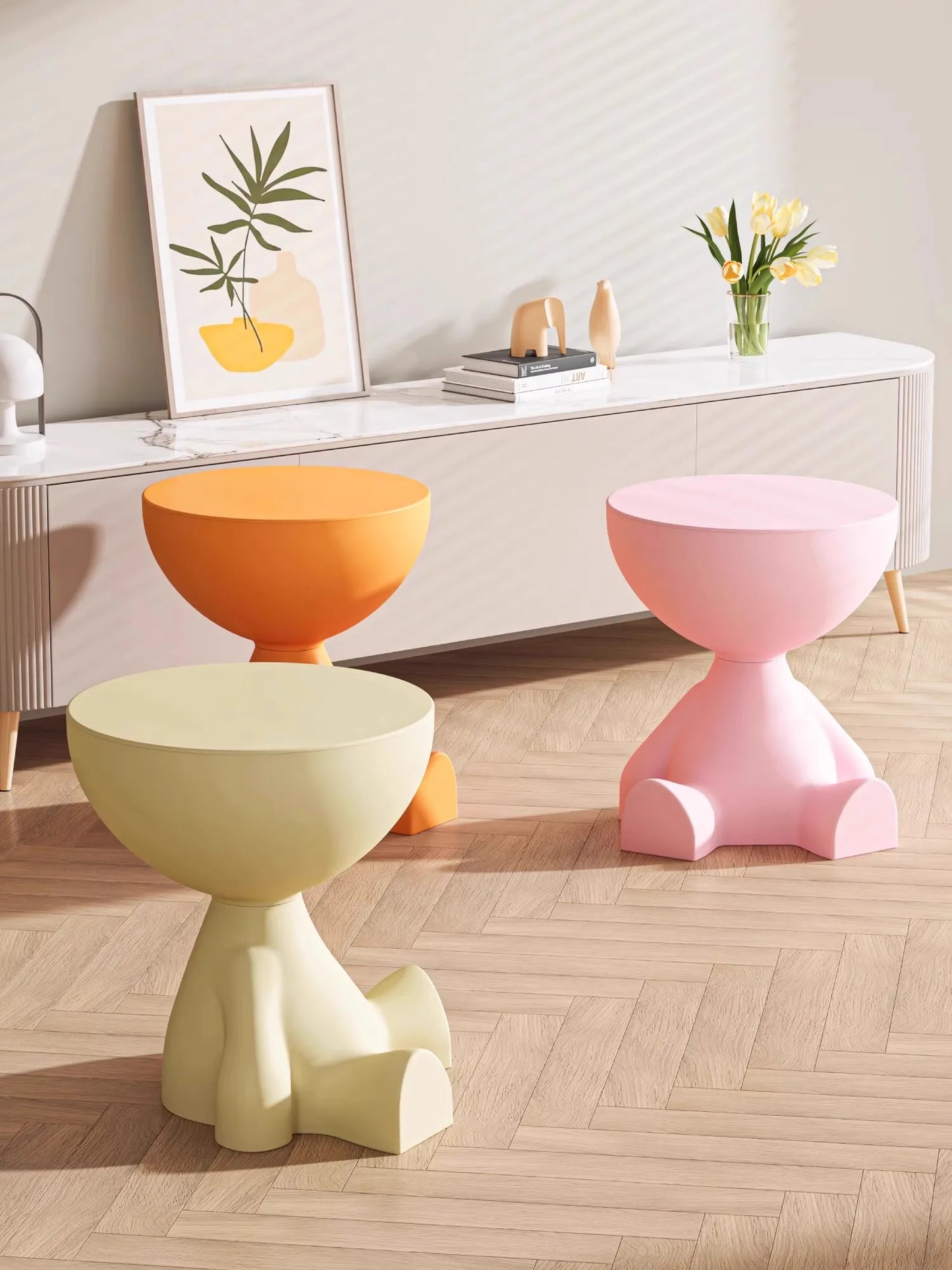 Customized Cartoon Sofa Side Table Creative Flat Head Coffee Table Small Home Plastic Coffee Table Furniture Side Table