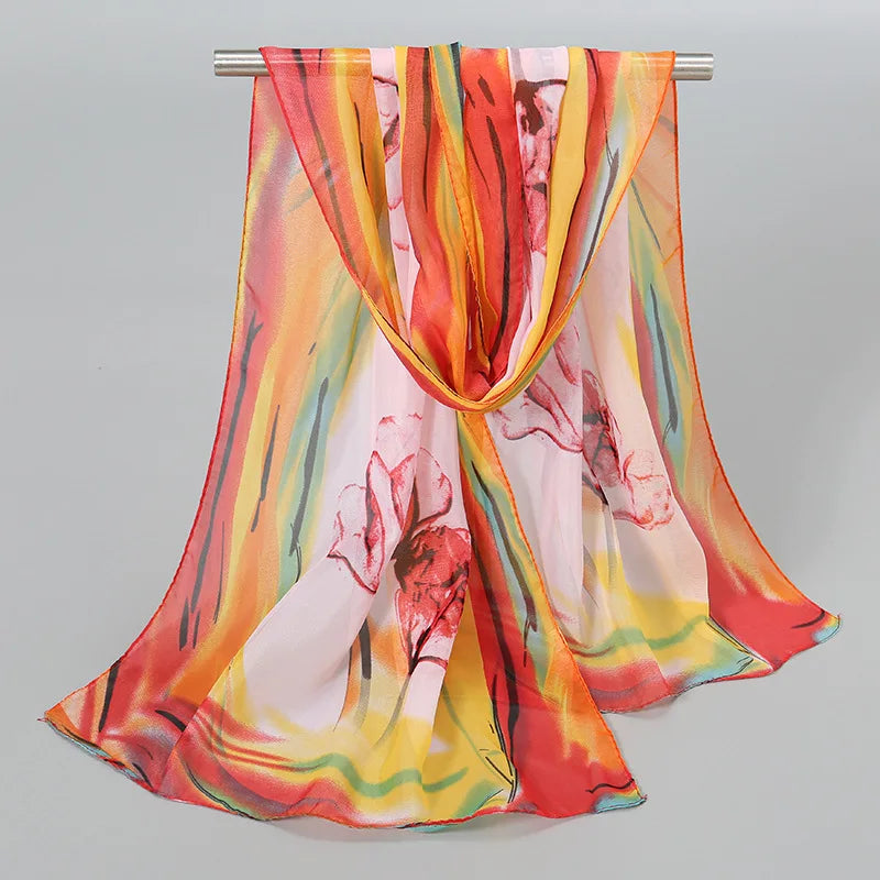 Ethnic New Chiffon Scarf For Women Summer Print Thin Sunscreen Scarves Soft Shawl Foulard Viscose Autumn Female Wrap Shawls