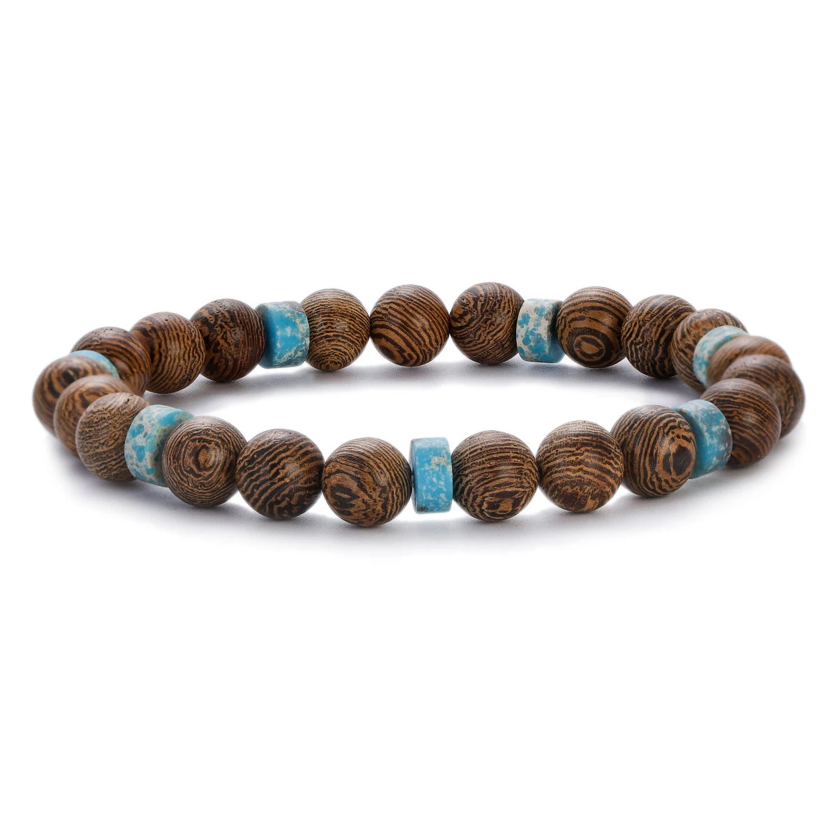 New Classic Natural Wood Beads Bracelets For Women Meditation Prayer Sliver Om Pendant Bracelet Men Wooden Yoga Jewelry