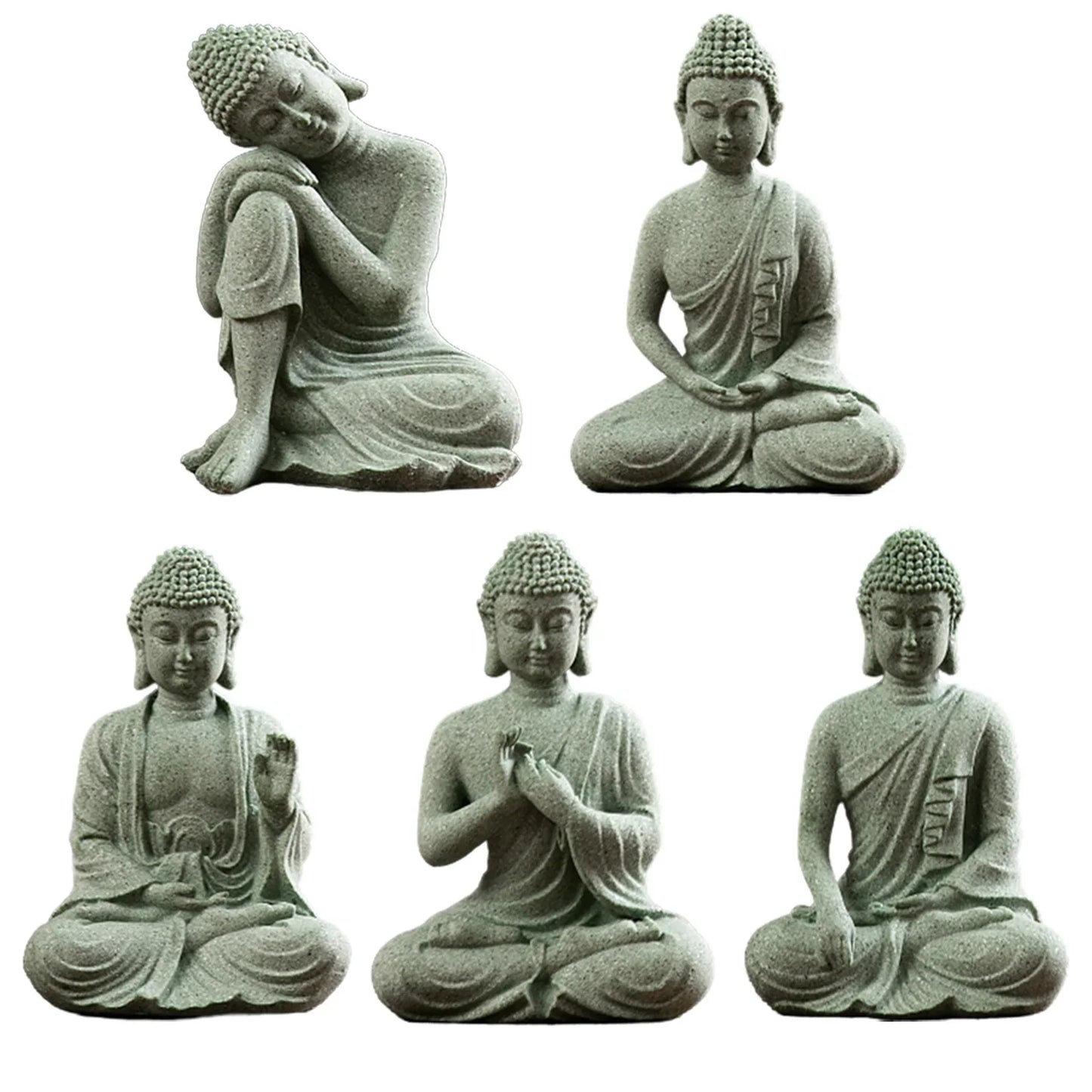 Garden Buddha Stone Statue Mini Buddhist Monks Buddha Sculpture Ornaments Household Craft Ornament for Office Garden Decor