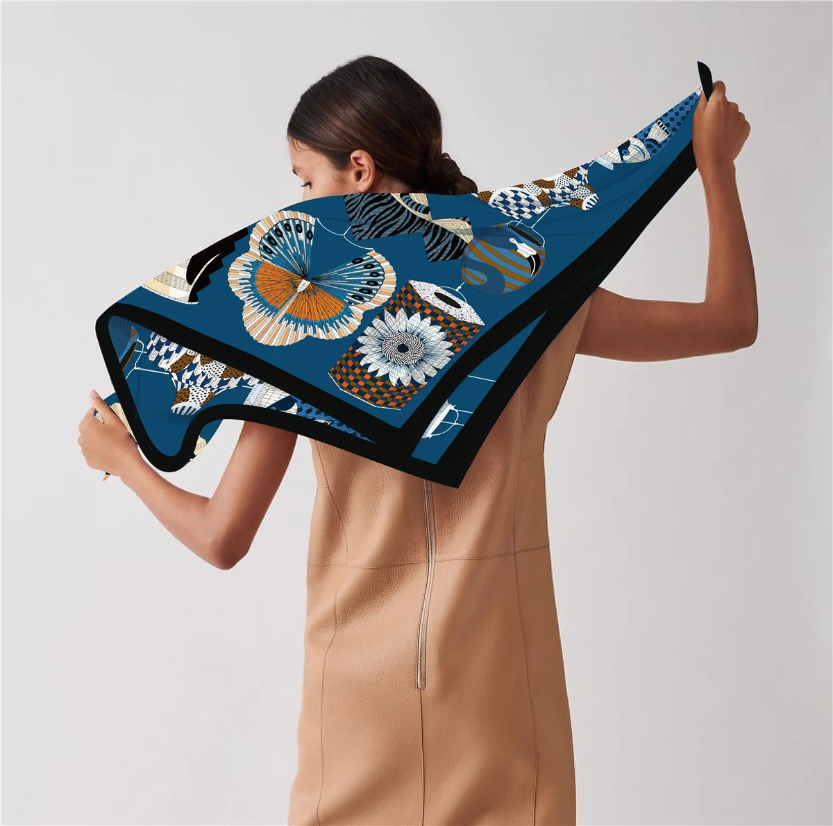 90cm Bohemian Style Twill Silk Scarf Shawl 2024 Brand Square Scarf Women Hijab Luxury Bandana Foulard Neckerchief Head Scarves