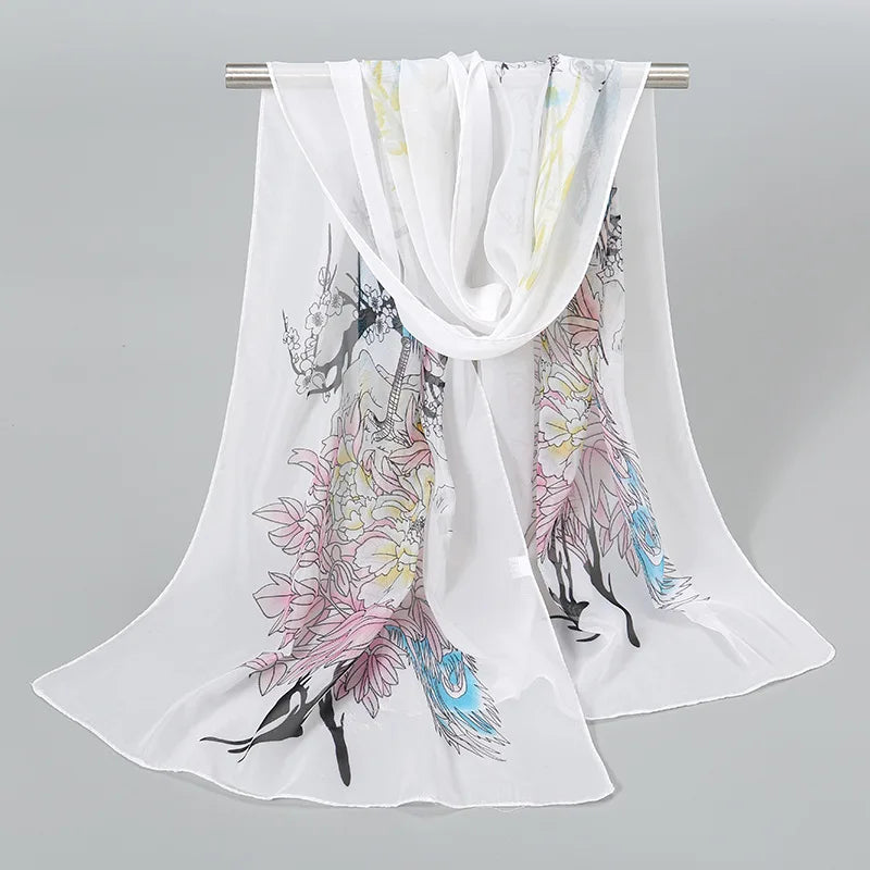 Ethnic New Chiffon Scarf For Women Summer Print Thin Sunscreen Scarves Soft Shawl Foulard Viscose Autumn Female Wrap Shawls