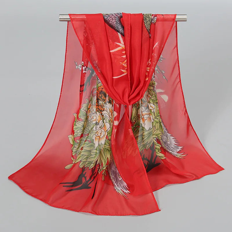 Ethnic New Chiffon Scarf For Women Summer Print Thin Sunscreen Scarves Soft Shawl Foulard Viscose Autumn Female Wrap Shawls