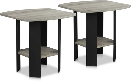 Simple Design End Table, 2-Pa, French Oak Grey/Bla