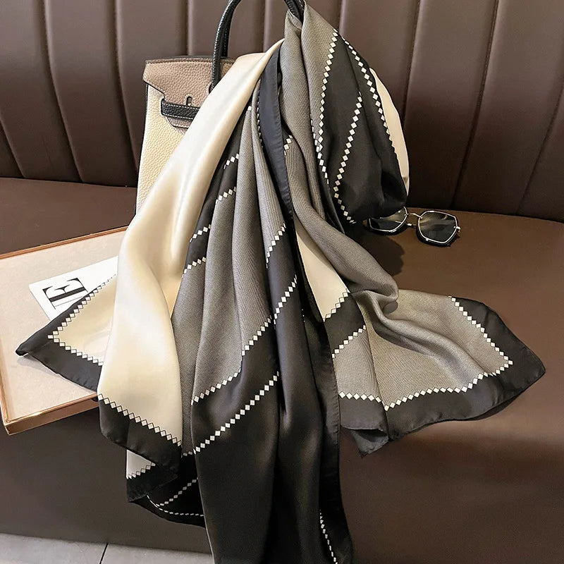 Green Peacock Feather Hijab Summer Beach Pareo Silk Scarf Women Luxury Bandana Soft Long Foulard Femme Designer Bufandas Mujer