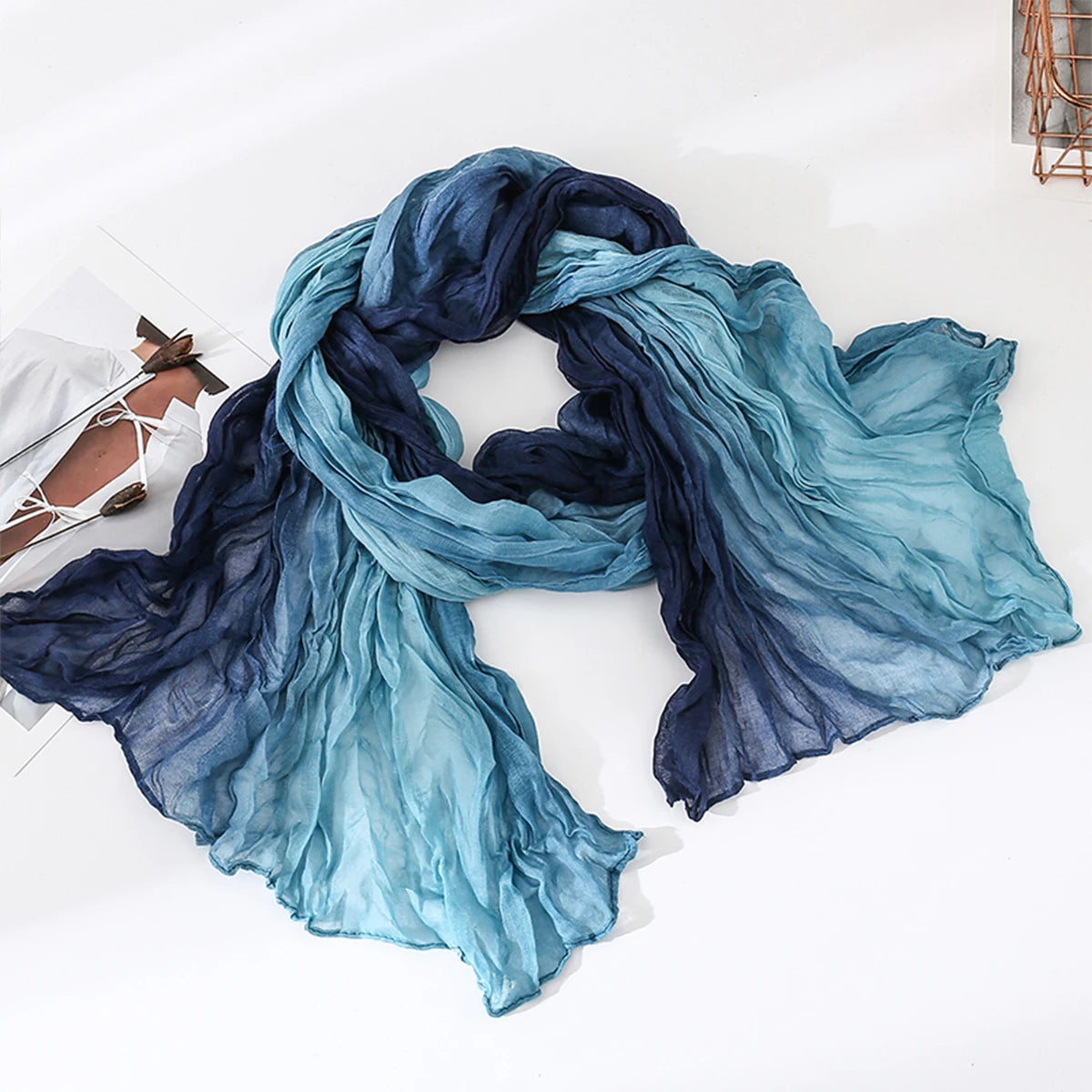 Women's Gradient Color Linen Scarf for Travel Fashionable Versatile Casual Windproof Sand Proof Headscarf Women's Shawl