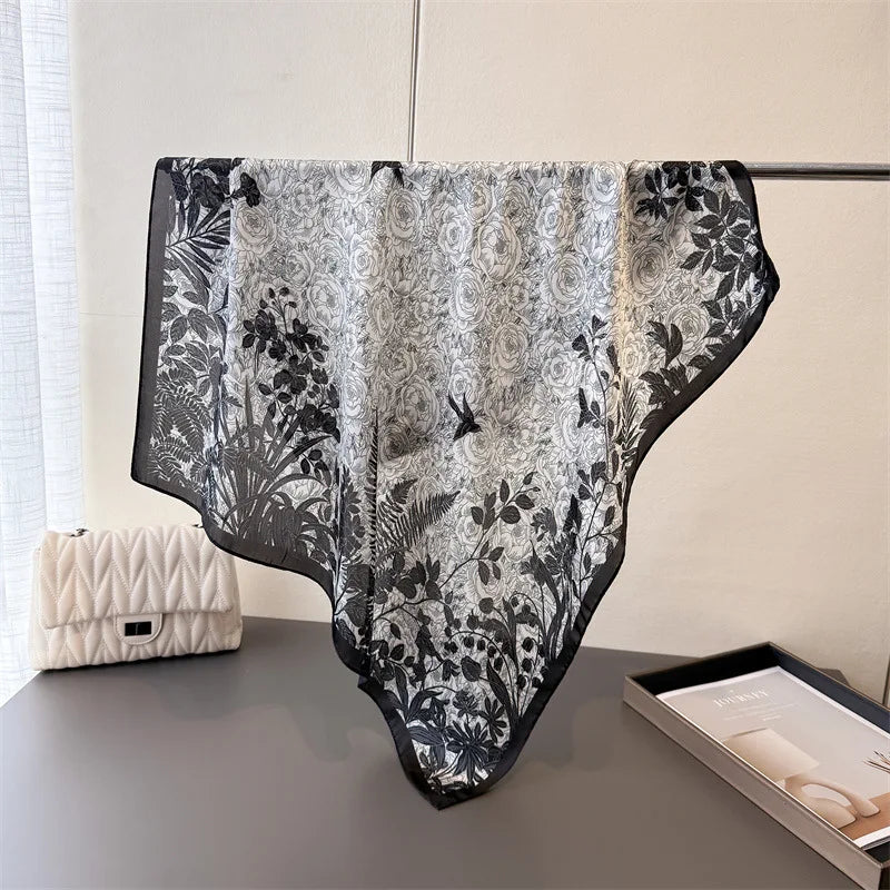 Luxury New Printed Scarves Women's Silk Scarf Spring and Summer Floral Decorations Small Neckties Hairbands Bags Wholesale
