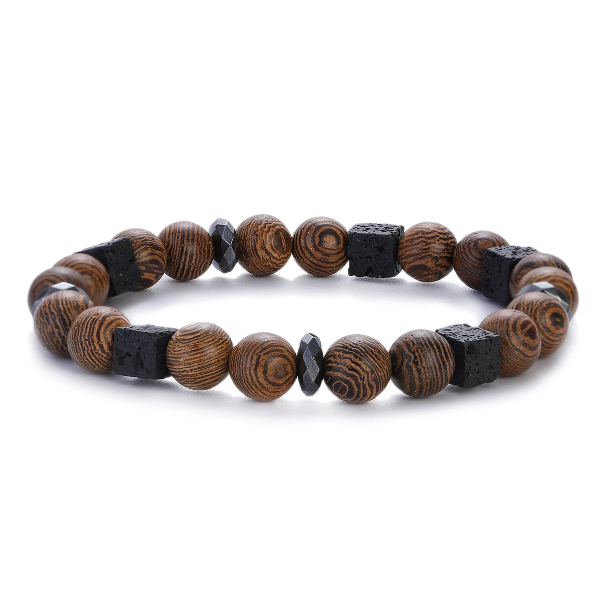 New Classic Natural Wood Beads Bracelets For Women Meditation Prayer Sliver Om Pendant Bracelet Men Wooden Yoga Jewelry